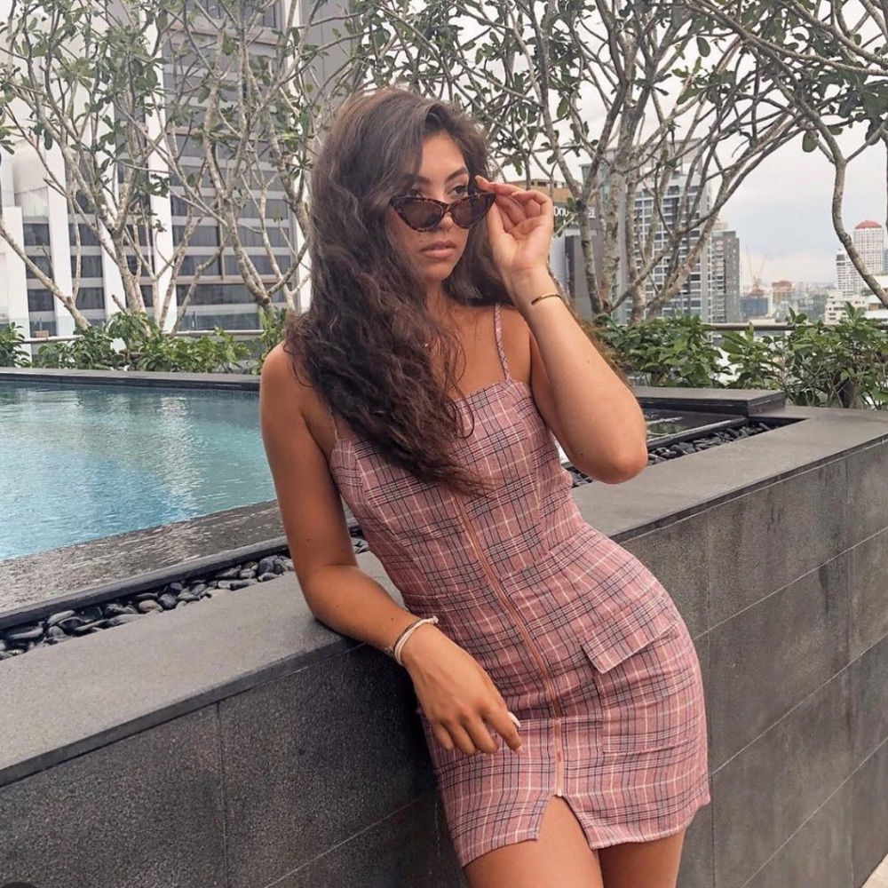 RUNWAY Spears short dress. Size Small. Plaid above the knee dress.
